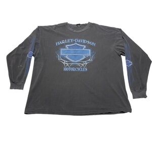 Vintage 2004 Harley-Davidson Men’s Size 2X Black Long Sleeve Shirt Tribal Y2K